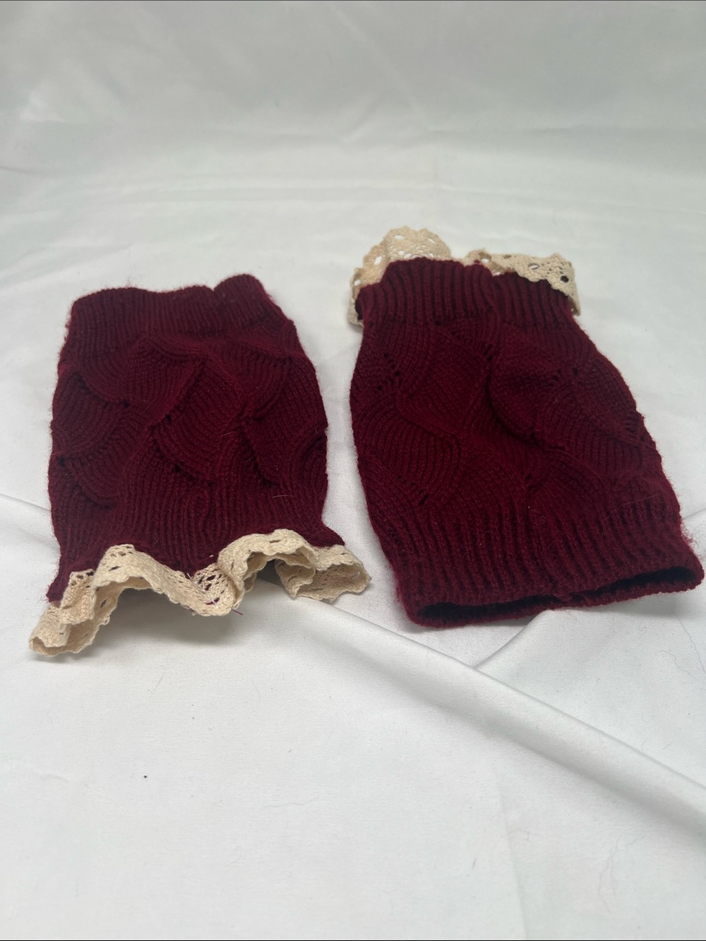 New Women's maroon red Woven Crochet Knitted Sweater Boot Cuff Leg Warmers